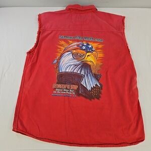 Vintage Daytona Bike Week 2006 Smileys Tap Sleeveless Button Up Shirt XXL Red